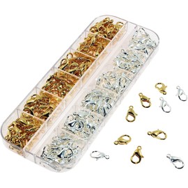 Lobster Clasps Set, BetterJonny 200Pcs Lobster Clasps and 400Pcs Open Jump Rings Kit with Box Silver Lobster Claw Clasps for Bracelet Necklace and Jewelry Making