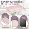 MAONAME Faux Leather Tray, Rectangular Serving Tray with Handles, Pink