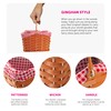 Plastic Basket With Red Gingham Cloth and Handle Perfect for