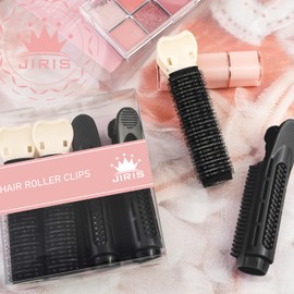 JIRIS 4PCS Volumizing Hair Clips for Root Lift & Volume - Instant Bangs Roller Clips for Effortless Curls & Lift - Velcro Rollers For Hair - Hair Rollers For Women - Black