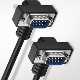 tunghey Dual Right Angle DB9 9 Pin Serial Cable, DB9 9 Pin Serial Cable Male to Male RS232 Straight Through, Laptop for Scanner, Modem, Printer, Plotter, Camera and More (0.5M)