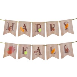 Firleayo Happy Fall Banner Autumn Banner Decorations Thanksgiving Day Banners Fall Themed Banners Decor with Pumpkin and Maple Leaf Garland Sign for Autumn Shower Wedding Birthday Party Suppies