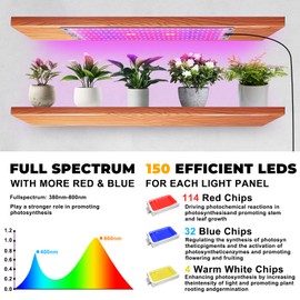 Grow Lights for Indoor Plants Full Spectrum,Plant Lights with Auto Timer 3/6/12H Grow Light for Under Cabinet Plant, 6 Dimmable Levels,600LEDs Grow Lamp Panel for Seed Starting(4P)
