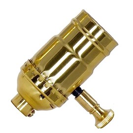 Satco 80-1042 150W Full Range Turn Knob Dimmer Socket Polished Brass