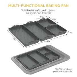 MigeMa Silicone pan dividers,Non Stick Silicone Tray Baking Set, Durable heat-resistant handle, suitable for ovens and air fryers, simplifies cooking, and easy to clean