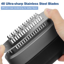 Hogance Meat Tenderizer Tool with 100% Stainless-Steel Needle Blades, Men's & Women's Kitchen Gadgets, Heavy-duty Meat Tenderizer Cooking Gadget for Steak, Chicken, Pork, Fish, BBQ, Black