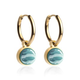 Gold Ohrringe Creolen mit Anhänger zum Wechseln • Edelstahl Ohrhänger mit Charm in dunkelgrün • nickelfrei & wasserfest • MIX AND MATCH • Ø 16 mm