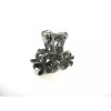 Small mini silver metal gray blue three flower crystal hair