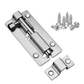 4 Inch Door Lock, Stainless Steel Door Bolt Lock with Padlock Hole and Screws Bedroom Locks Thickened Latch Lock for Bathroom Gate Shed Garden Toilet