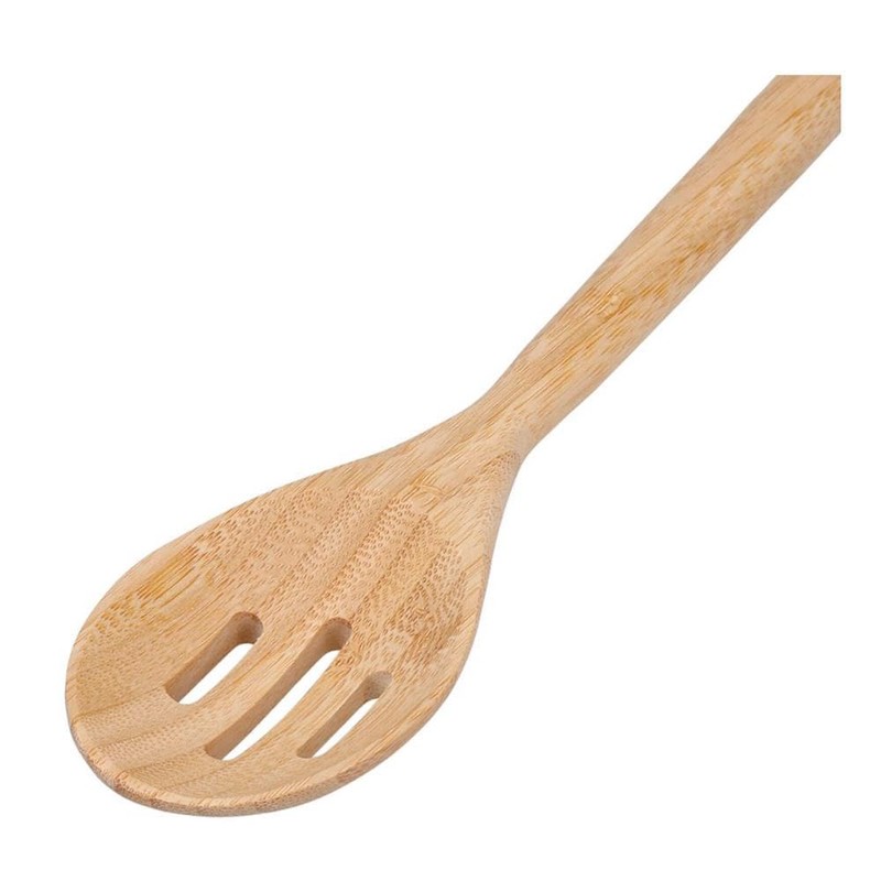 KitchenAid KQG604OHBBE, Bamboo Slotted Spoon, 32.5 cm, Wood