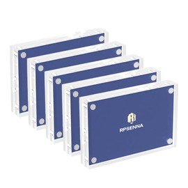 RPSENNA Mini Picture Frame 2.5x3.5 inch Acrylic Magnetic Photo Business Clear Card Frame 20mm Thick Double Sided Wallet Size Desktop Display Frames for Cards Photos Office Home Decor 5 PCS