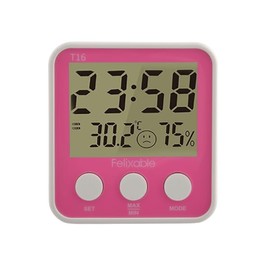 FELIXABLE T16 Digital Hygrometer Indoor Thermometer Max/Min records room Temperature °C /°F and Humidity monitor with Large screen For Home Greenhouse Wine Cellar Kitchen Kids Room Office Time & Alarm