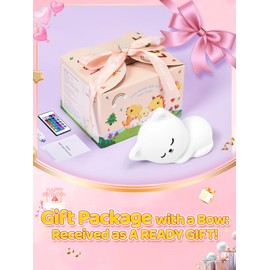【REMOTE + GIFTS PACKAGE】Cat Night Light for Kids,16 Colors Dimmable Teen Girl Gifts Trendy Stuff, TAP for Fun Cute Stuff for Teen Girls,Cute Stuff Room Decor for Teen Girls,Teen Girl Gifts for Girls
