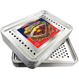 Pactogo 16" x 11" Aluminum Foil BBQ Gourmet Grill Topper Pan (Pack of 12)