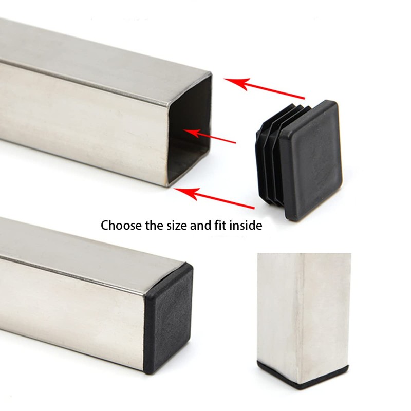1.5 Inch (38 mm) Square Plastic Plugs Tubing End Caps