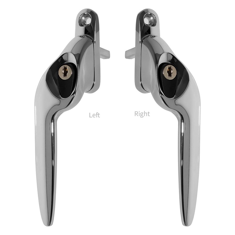 Chrome Left-Hand Yale UPVC Window Handle Cranked Double Glazing Universal