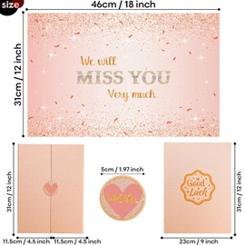 Farewell Guest Book Rose Gold Farewell Gifts for Coworkers Friends We Will Miss You Signing Guestbook Alternative Retirement Going Away Signature Sign Card Board Keepsake Party Decorations for Women