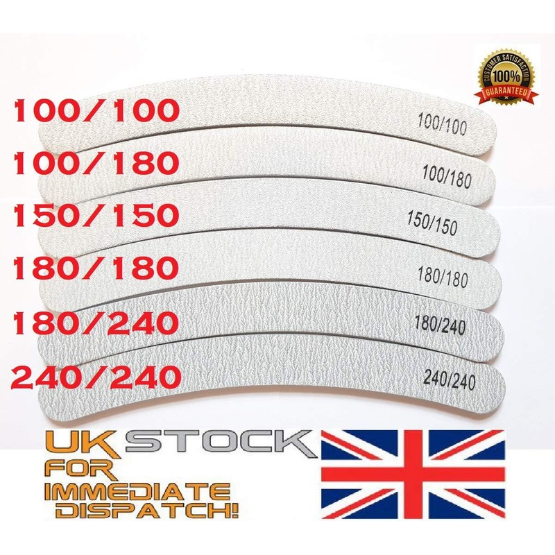 8X Nail Files Zebra Shape Banana Curved Boomerang Chose Grit