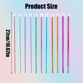 Crochet Hooks Set, 11 Sizes 2mm-8mm Aluminium Crochet Hook Tunisian Afghan Knitting Needles Weaving Tool with Stitch Markers (Multi-Colored C)