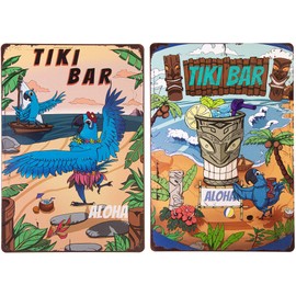 2 PCS Tiki Bar Tin Sign Bar Decorations Outdoor Aloha Hawaii Party Vintage Metal Wall Art for Outdoor Tiki Bars Cafe Background Wall Restaurants Wall Decor 11.8x7.9 Inches