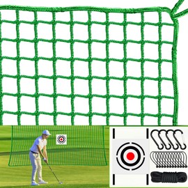 Golf Practice Net - Golf Hitting Net with Target Cloth as Ball Batting Net for Outdoor & Indoor, Heavy Duty Nylon Sports Barrier Netting as Soccer (Green, 15X15ft with Rope)