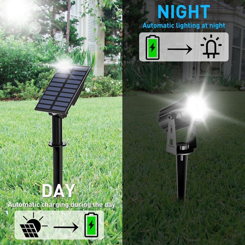 T-SUN Solar Spotlights, 2-in-1 Solar Landscape Spotlights with 9.8ft Cable,