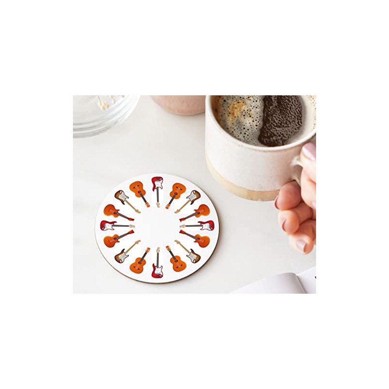 Guitarist Wooden Coaster - With Electric & Acoustic Guitars