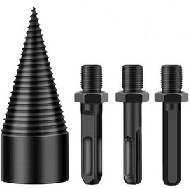 Wood Splitter Drill Set 42 mm, Split Wood Cone Drill Cone with 3 Multifunctional Shaft, Steel Taper Drill High Speed Spiral Cone Drill Bit for Splitter, Wood Splitter with Smaller Diameter