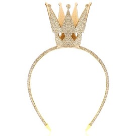 PLwelth Crown Headband for Women Princess Crown Headband Gold Queen Crown Hairband Non Slip Headband for Birthday Christmas Party Decoration Sparkle Charm Hair Accessories Stocking Stuffers