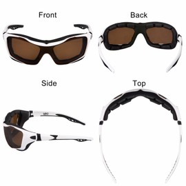 WYND Blocker Polarized Riding Sunglasses Extreme Sports Wrap Motorcycle Glasses (White/Amber)