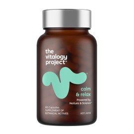 The Vitalogy Project Calm & Relax Botanical Supplement, 60 Capsules, with L-Theanine and Holy Basil