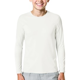 Bamboo Viscose Boys Long Sleeve Shirts Kids Girls Youth Quick Dry Lightweight Breathable Athletic Outdoor T-Shirts White