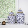 Blue and White Porcelain Ginger Jar with Lid, Modern Home