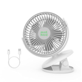 Minthouz Clip on Fan, 4000mAh Portable Fan Rechargeable Battery Operated Fan, Upgraded Quieter & Stronger Wind Personal Fan, 4 Speeds Desk Fan with Clamp,Mini Fan for Baby Stroller Bedroom Home Office