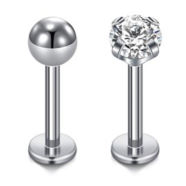 Cizme 2pcs Titanium Lip Labret Stud Bar 16G Helix Tragus Cartilage Earring Studs 8mm Piercing Internally Threaded