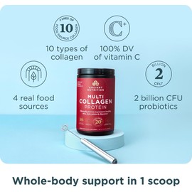 Ancient Nutrition Collagen Peptides Powder, Multi Collagen Protein, Women & Men, Vitamin C, Probiotics, Hydrolyzed Collagen, Supports Skin, Joints, Gut Health, Unflavored, 40