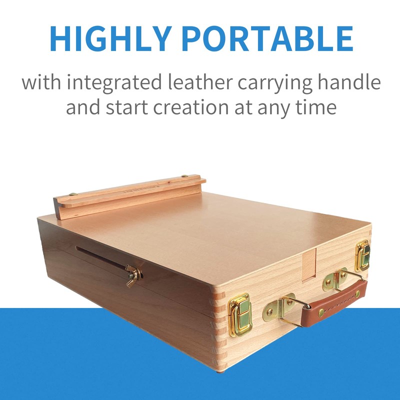 Falling in Art Wooden Tabletop Easel, Solid Wood Sketchbox Desktop