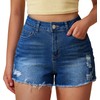 GOBLES Women's Summer Casual Mid Waist Denim Shorts Stretchy Ripped