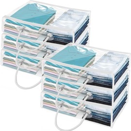 6 Pack Extra Large Clear Clothes Storage Bag – Heavy Duty PVC Zippered Moving Bag – Foldable Transparent Packing Cube for Blankets, Bedding, Comforters, Travel & Closet Organization