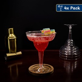 4-Pack Plastic Margarita Glasses (325ml) – Durable Cocktail Cups – Clear Cocktail Glasses for Margaritas, Daiquiris, and Martinis – Ideal for Parties, Weddings, BBQs & Outdoor Events