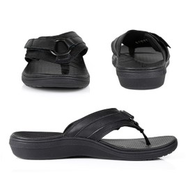 Powerstep Archwear, Arch Supporting Thong Sandal, Women's Orthotic Flip Flop, Black, 10