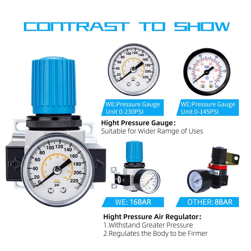 NANPU 3/8" NPT High Pressure Air Regulator with Steel-Protected Gauge,
