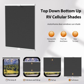 LazBlinds RV Blinds, Top Down Bottom Up (TDBU) Cellular Shades, Pleated Shades, RV Window Shades for Camper Travel Trailers, 32" W x 24" L, Black