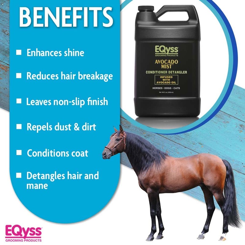 EQyss Avocado Mist Equine Coat Conditioning Spray - Horse Detangler,