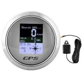 Speedometer, 85 mm Digital GPS Speedometer, Odometer, Rustproof IP67 Waterproof Digital Speedometer for Car Boat Engineer (Cadran Blanc) (White Front Panel)
