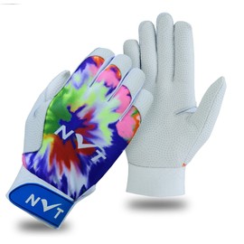 NVT Baseball Batting Gloves, Offers Superior Grip & Performance, Ultimate Durability and Ventilation, Batting Gloves Men Available in Blue & Multi Color (Multi, Youth XL/Adult Small)