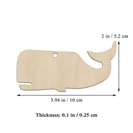 Creaides 20pcs Whale Wooden Hanging Ornaments Whale Shaped Wood DIY Craft Cutout with Hole Hemp Ropes Wood Tags for Wedding Birthday Ocean Theme Party Decoration