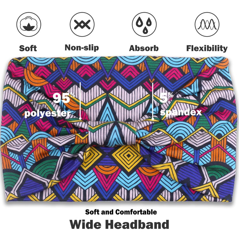 IVARYSS Wide Headbands for Women, Knotted Head Wraps Turbans, Large