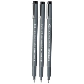 Staedtler 0.4 mm Pigment Liner Fineliner Sketching Drawing Drafting Pens Pack of 3