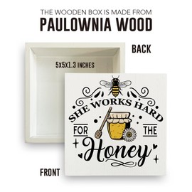 IYEZH Honey Bee Decor, Bee Decorations for Home Summer Wooden Box Sign Desk Decor for Farmhouse Home Office Bathroom Tiered Tray Table Shelf